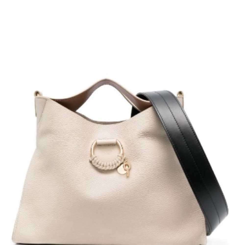 See By Chloe Cream Shoulder Bag with Black Strap